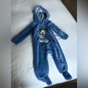 Disney baby Blue Mickey Mouse Kids Footie pajama with hood